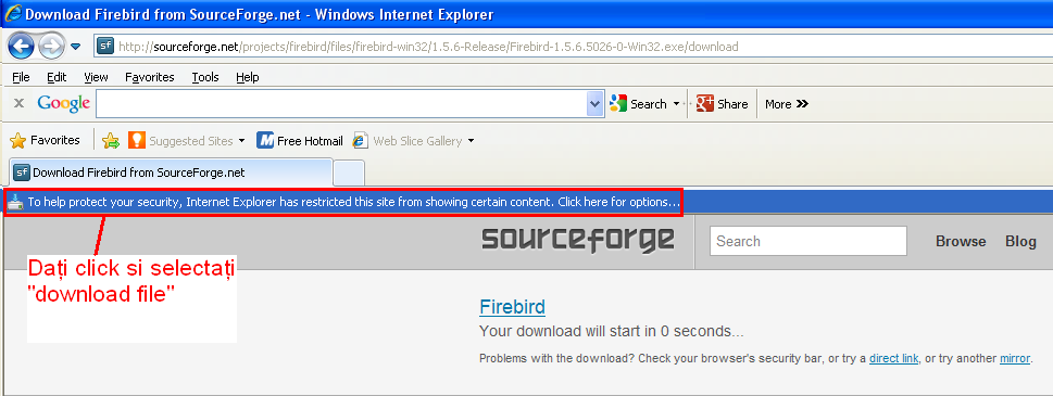 descarcare cu Internet Explorer